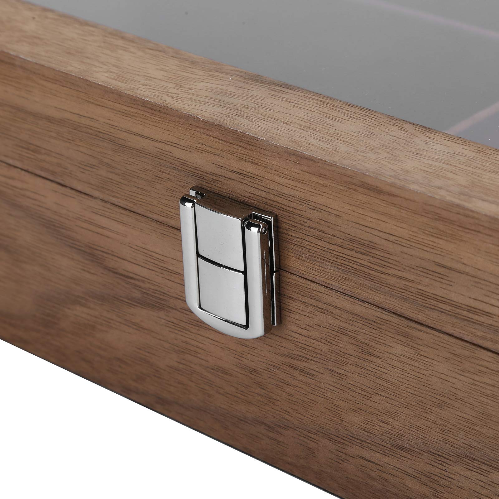 Custodia Occhiali da Sole in Legno Premium, Espositore Gioielli Minimalista con Coperchio Trasparente e 8 Scomparti Organizzati