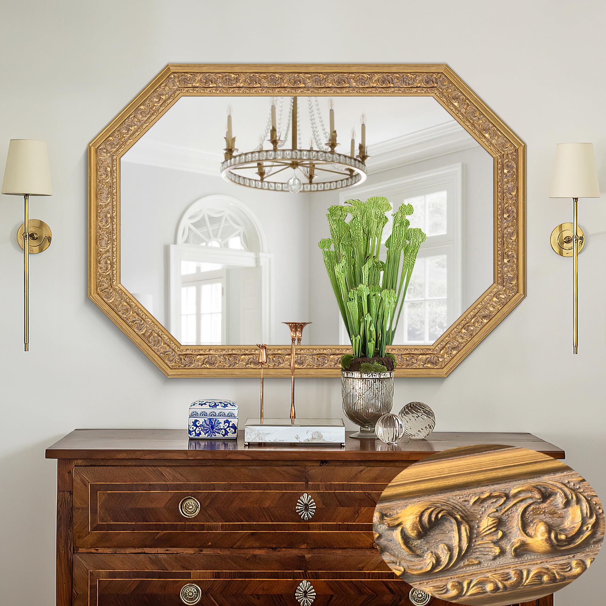 Amazon.com: Chende Octagonal Gold Mirror for Wall Decor, 41