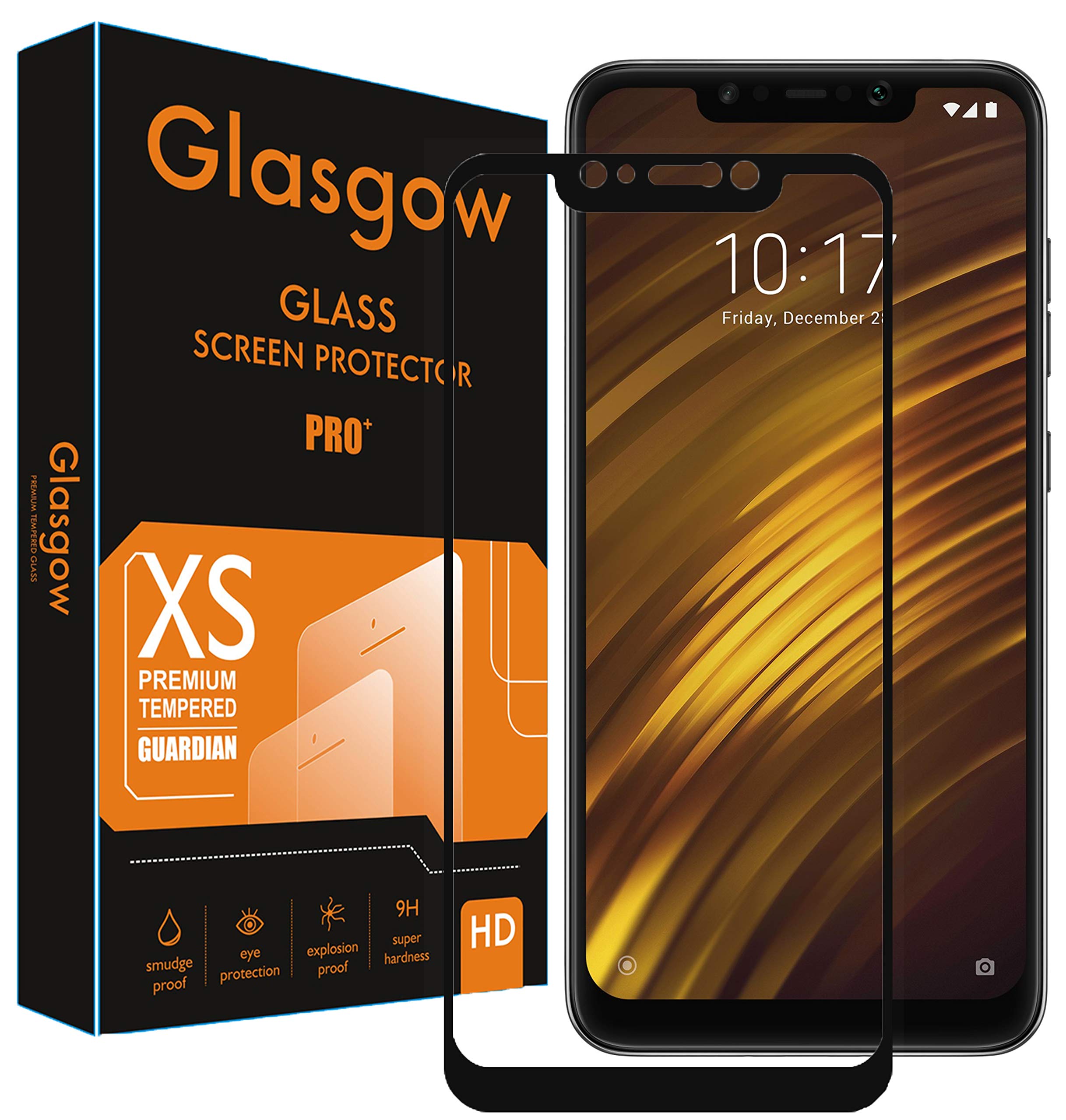 Glasgow |For Poco F1 | Tempered Glass Screen Protector Guard | Full Glue Curved Tempered Glass | Bubble Free Installation | Gorilla - Black (B07W4WV4TY) Amazon Price History, Amazon Price Tracker