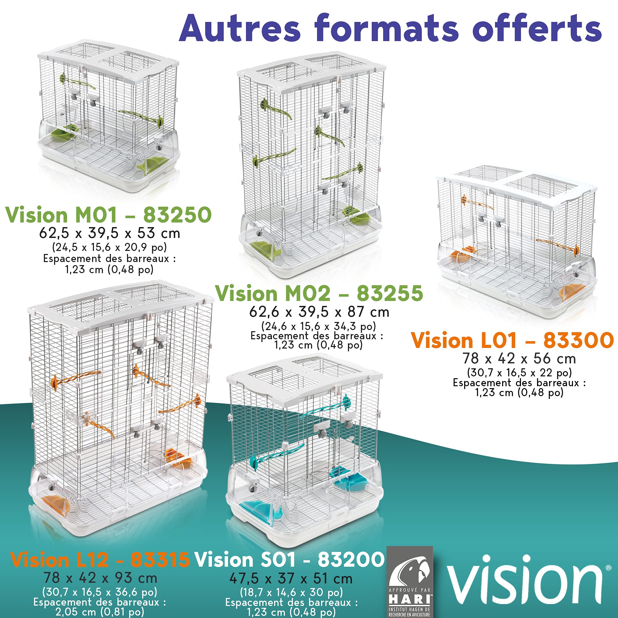 Vision Cage S01 pour les Oiseaux 46x36x51 cm