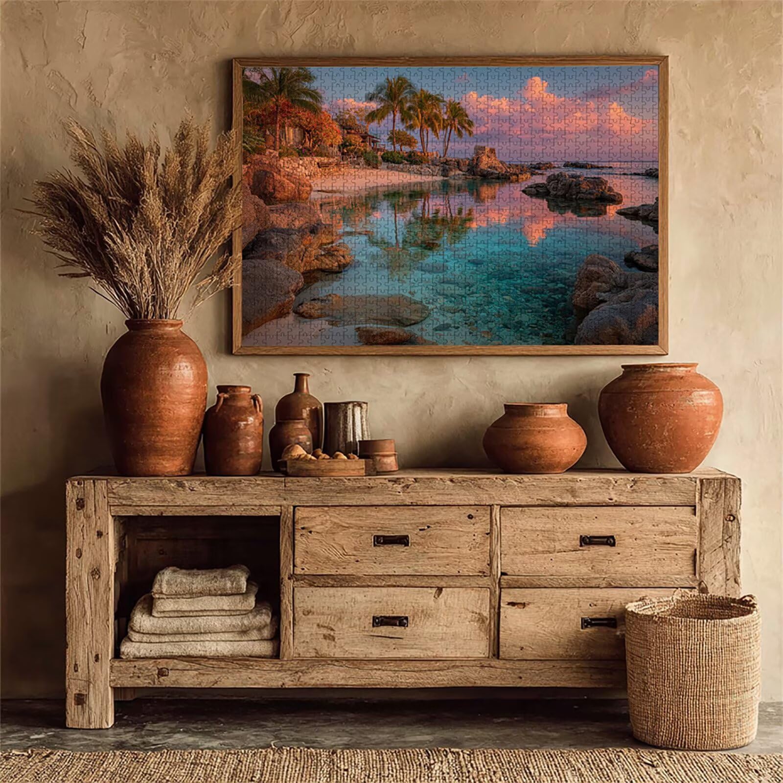 Puzzle 3000 elementów dla dorosłych na plażę, drewniane puzzle 122 x 81 cm, dla mężczyzn, kobiet, starszych seniorów, części ściśle do siebie pasują, dekompresja, dekoracja ścienna, prezenty dla