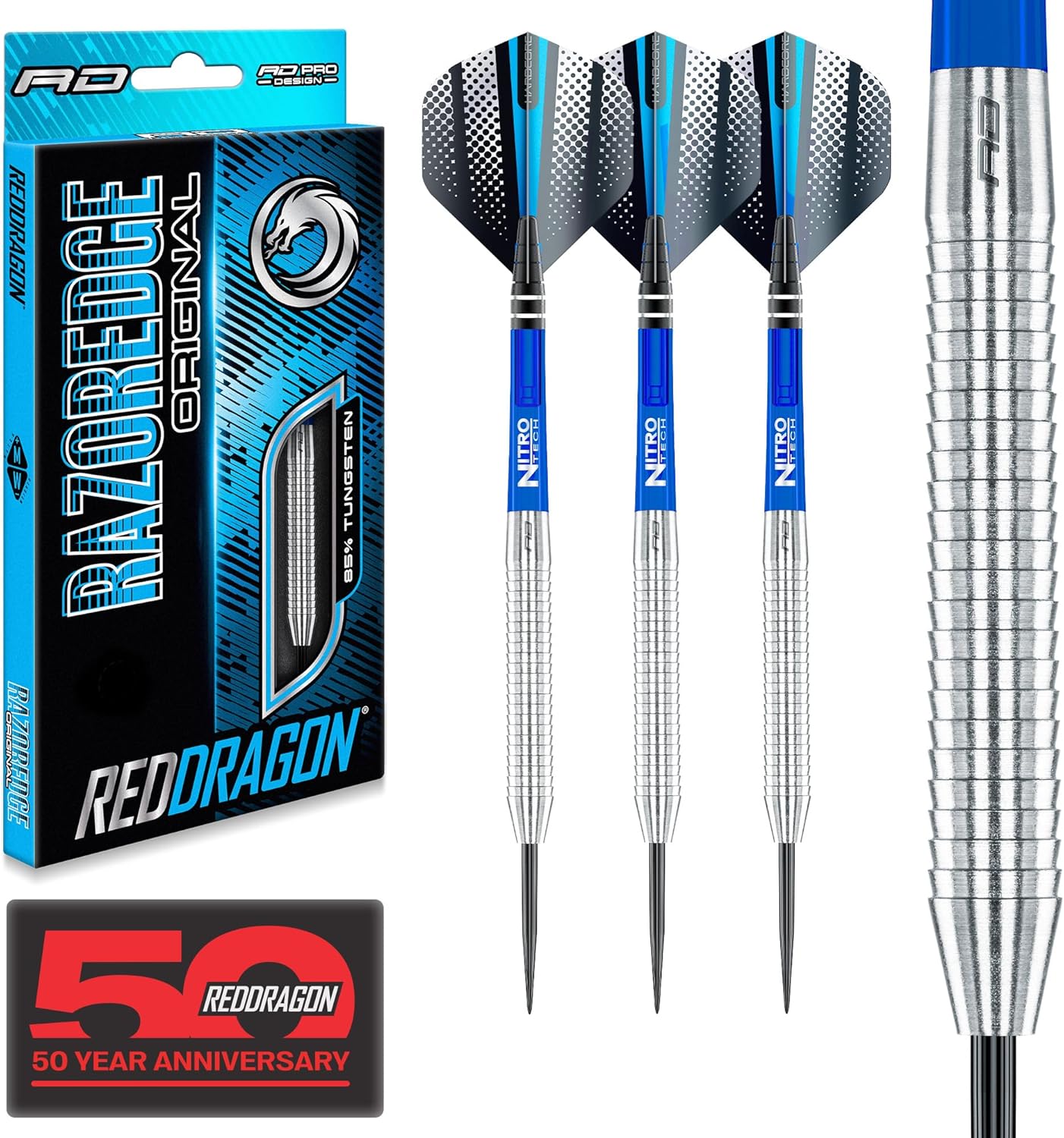 RED DRAGON Razor Edge Original 24g - Tungsten Professional Steel Darts with Flights and shafts