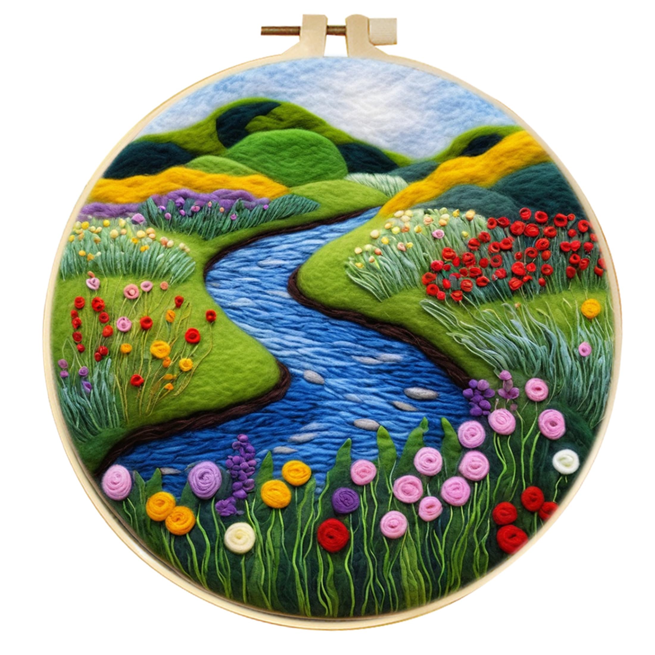 SARBUTER Needle Felting Kits, DIY Wool Felt Starer Needle Felting Kits for Beginners ，Suitable for Giftware Home Decoration (Stream Flowers Landscape)