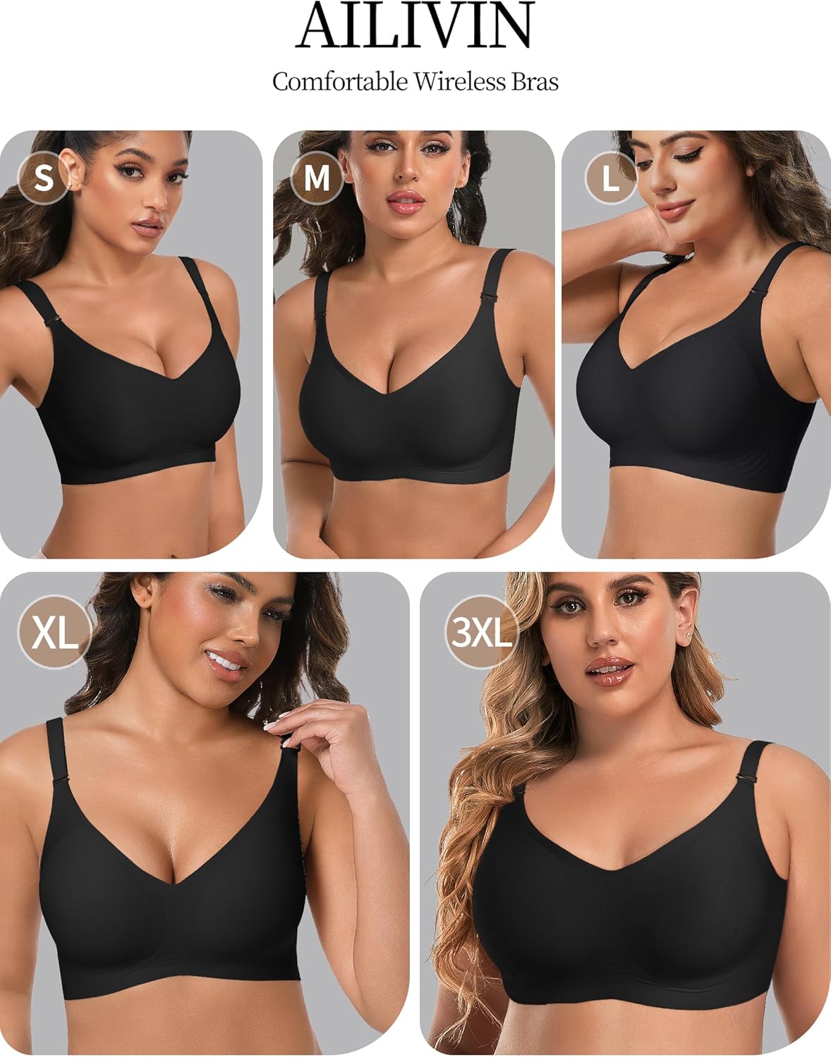 AILIVIN Womens Seamless Wireless Bra Comfort Push Up Bras Buttery Soft Bralette Full Coverage No Underwire Sport Everyday Bra - Image 5