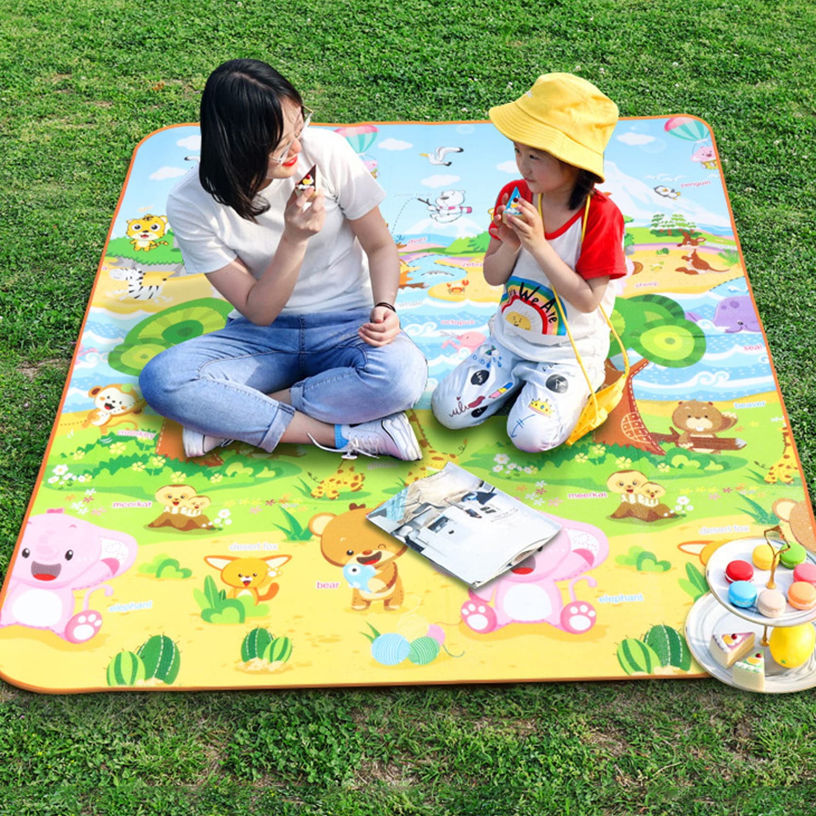 Mat de pique-nique Mat à rampe de création du tapis imperméable épaissis en extérieur tapis de pique-nique Mat de sol Animal Kingdom 200 * 180cm.
