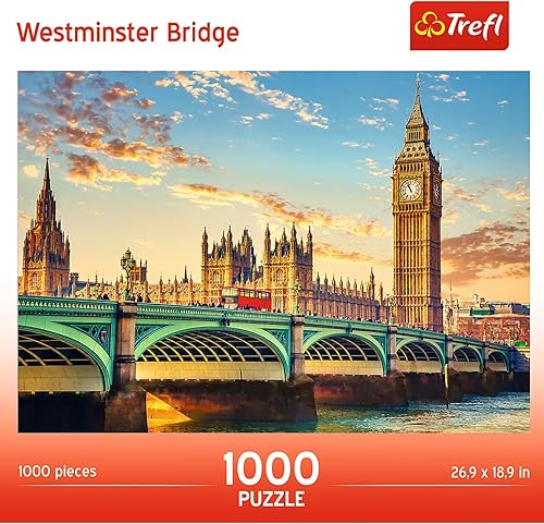Miniatura 8 de Trefl Westminster Bridge - Rompecabezas de 1000 piezas de 27 x 19 pulgadas, rompecabezas de bricolaje, diversión creativa, rompecabezas clásico para