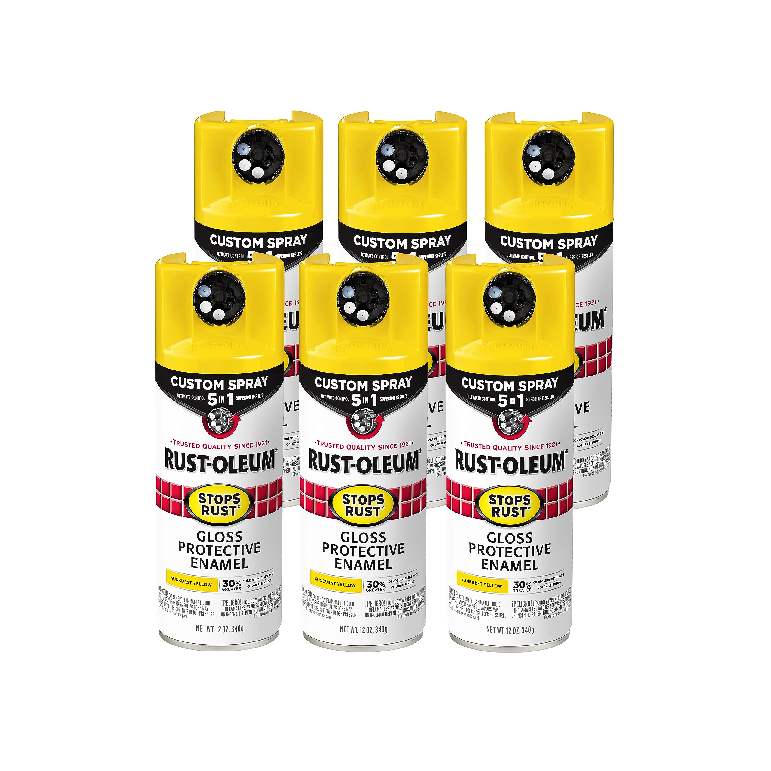 Rust-Oleum Stops Rust Custom 5-in-1 Spray Paint, Gloss Sunburst Yellow