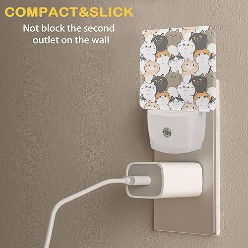 Miniatura 3 de Linda luz nocturna de gatos con sensores de luz del atardecer al amanecer, luces nocturnas LED de pared enchufables, lámpara de eficiencia