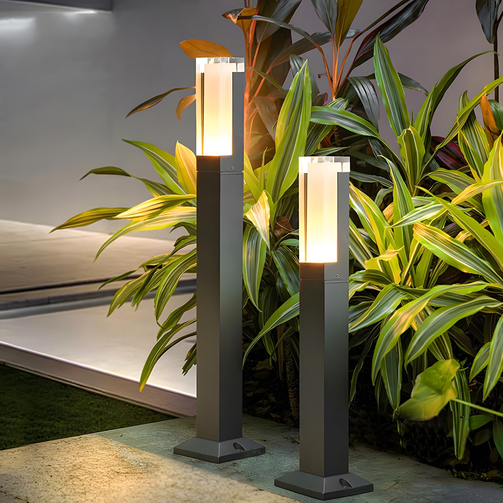 ZTWLEED 2 Pieces LED Outdoor Street Light,6W Black Outdoor Light Cube,Warm White 3000K IP65 Waterproof,40CM LED Outdoor Lighting for Paths Patio Garden Lawn Driveway Yard AC220V