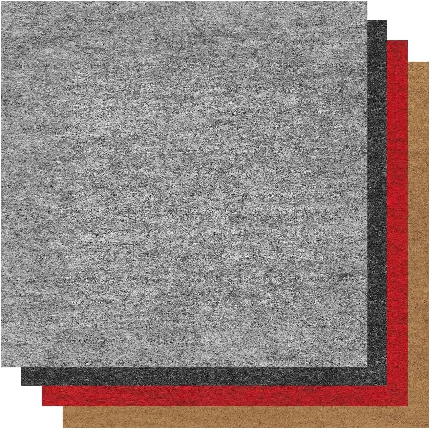 andiamo Self-Adhesive Felt Carpet Tiles Pack (4, 8 or 16m²), 40x40 each, Colour:Grey, Size:4 m²