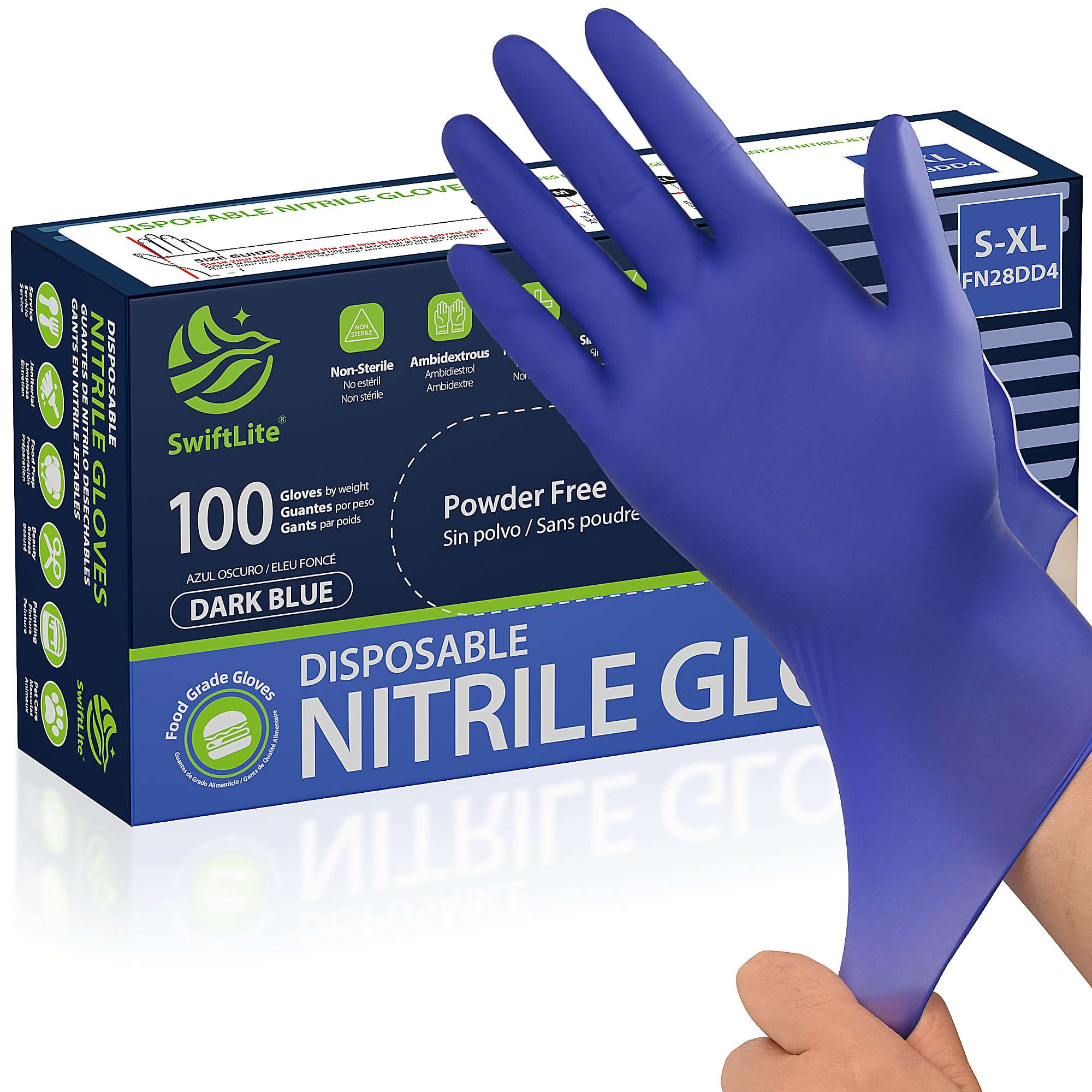 Disposable Nitrile Gloves Food Safe Latex-Free Powder-Free Kitchen Rubber Gloves for Cooking and Cleaning