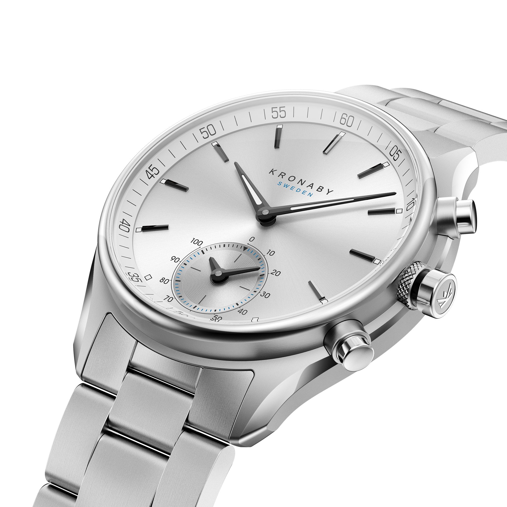 Kronaby Montre Connectée Homme Hybride en Acier Inoxydable 316l | Analogique Connectée, Étanche 10 ATM S0715/1, Contrôle Musique, Podomètre, Notifications et Rejet d'Appels, Sekel