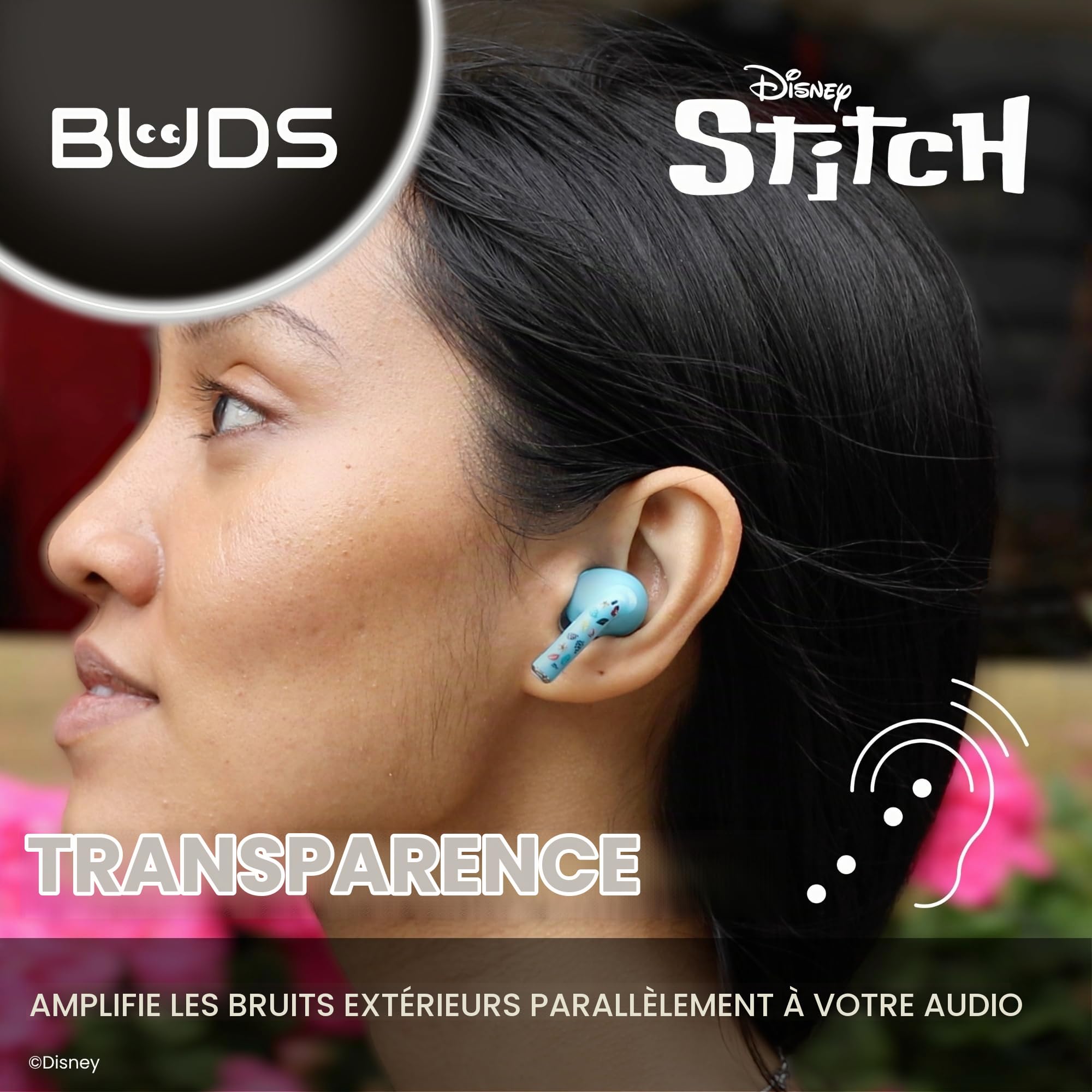 Buds Classic Stitch Écouteurs Bluetooth sans fil - Écouteurs intra auriculaire avec micro, Plus de 28 heures d’autonomie, Ecouteur reducteur de bruit actif avec certification IPX4, Boîtier de charge