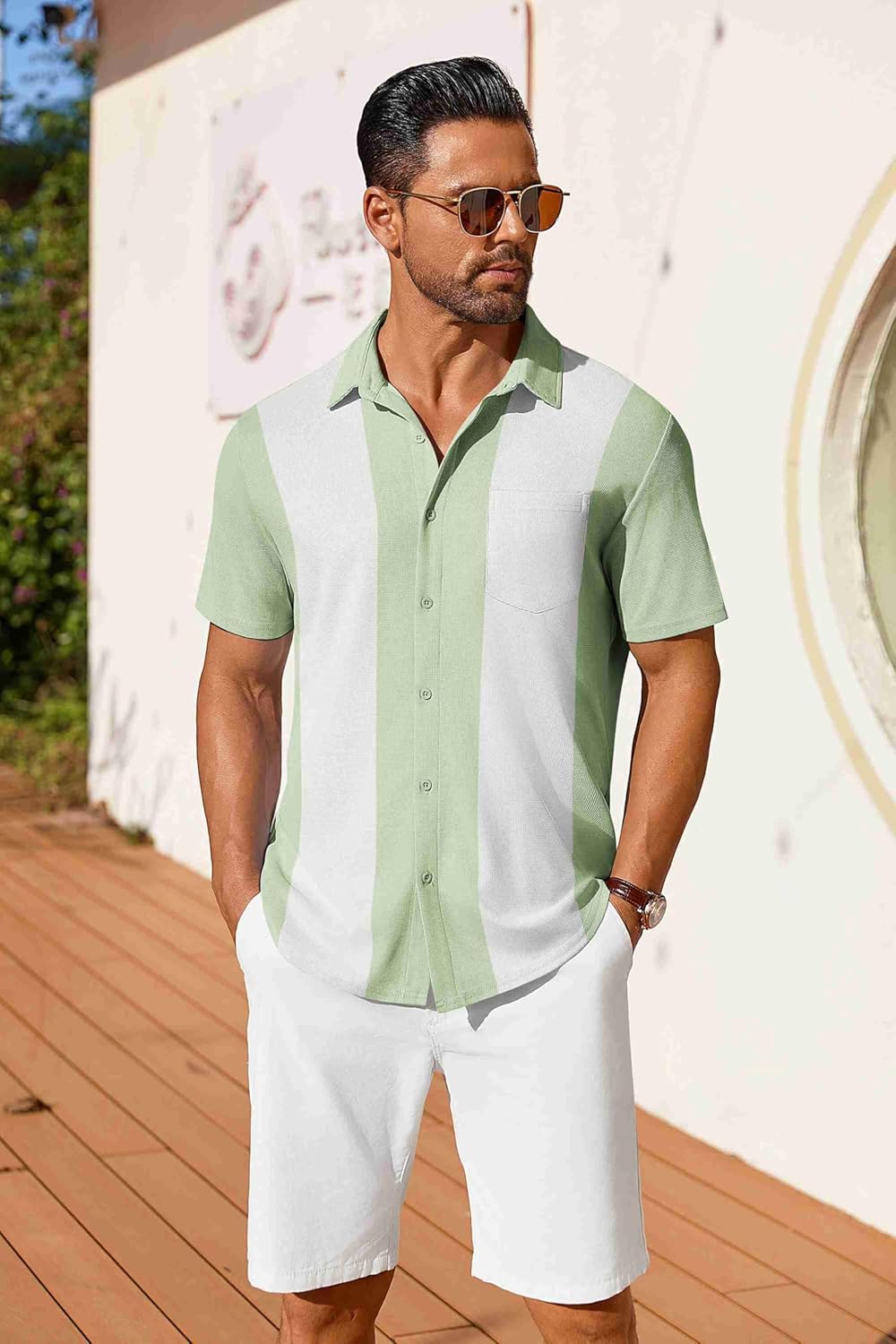 COOFANDY Men's Short Sleeve Button Down Shirt Casual Summer Beach Shirt Waffle Knit Shirts Wrinkle Free Untucked Shirt - Image 3
