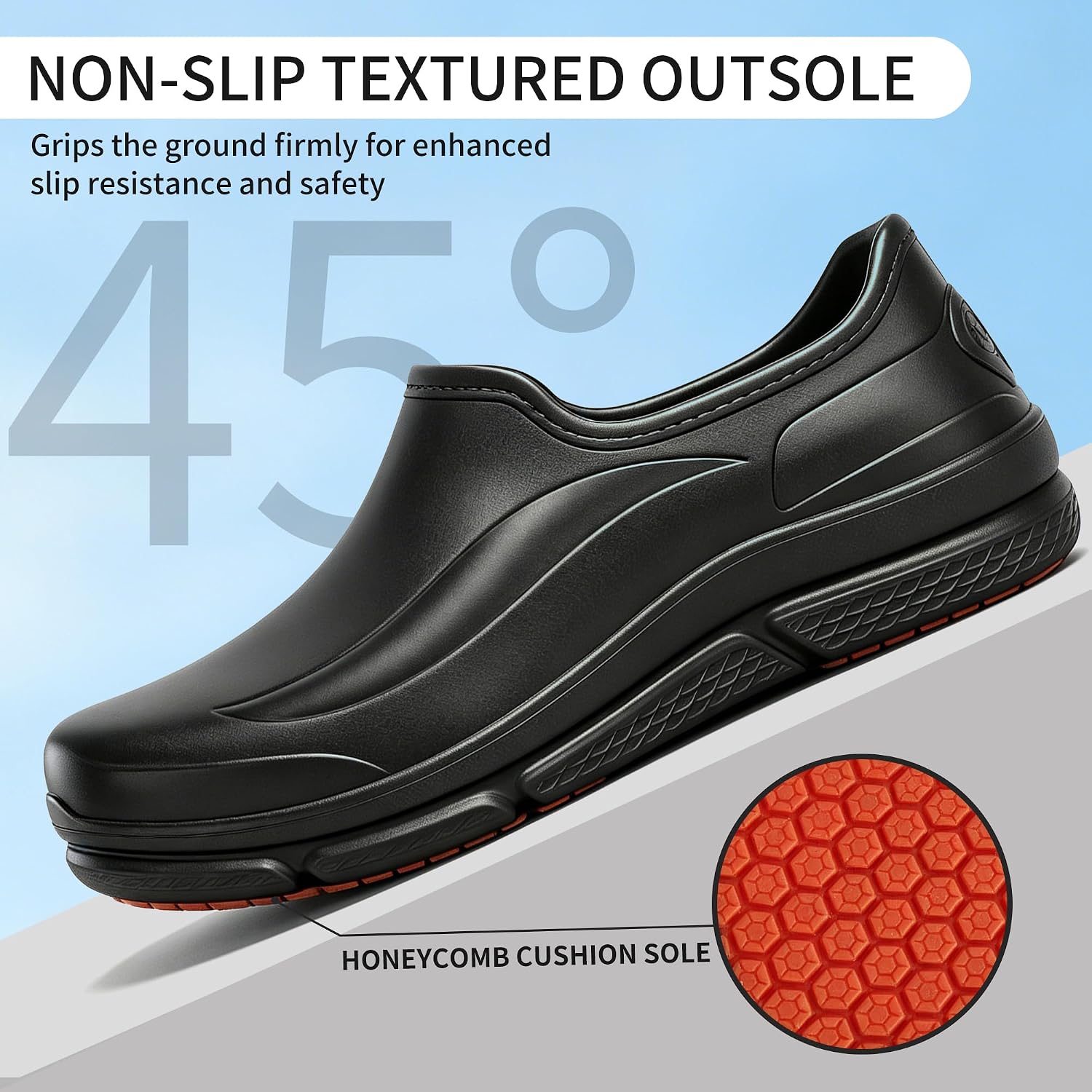 Unisex Non Slip Food Service Shoes, Waterproof Oil Resistant Kitchen Work Clogs, Comfortable Nursing Nurse Shoes, Men Indoor and Outdoor for Kitchen Chef Walking Shoes