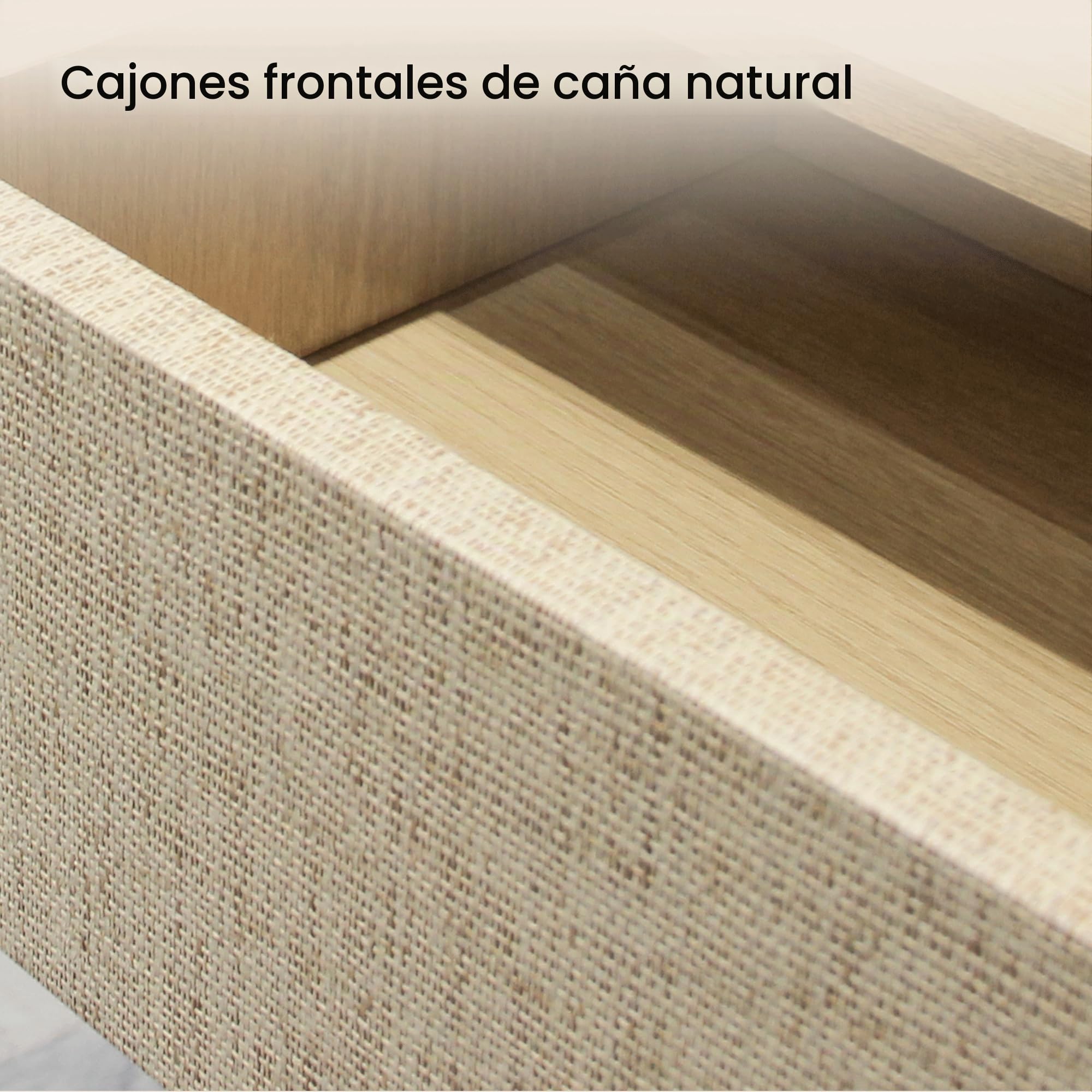 Consola con 2 Cajones de Rattan, 114 cm Mesa de Sofá de Madera con Almacenamiento, Mesa de Entrada Moderna para Recibidor, Pasillo y Salón