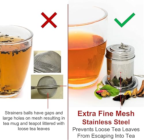 Miniatura 6 de URBAN ESCAPE - Té más empinado para hojas de té sueltas (paquete de 2 unidades, grande para tetera/hervidor y pequeño para taza/taza de 20 onzas),