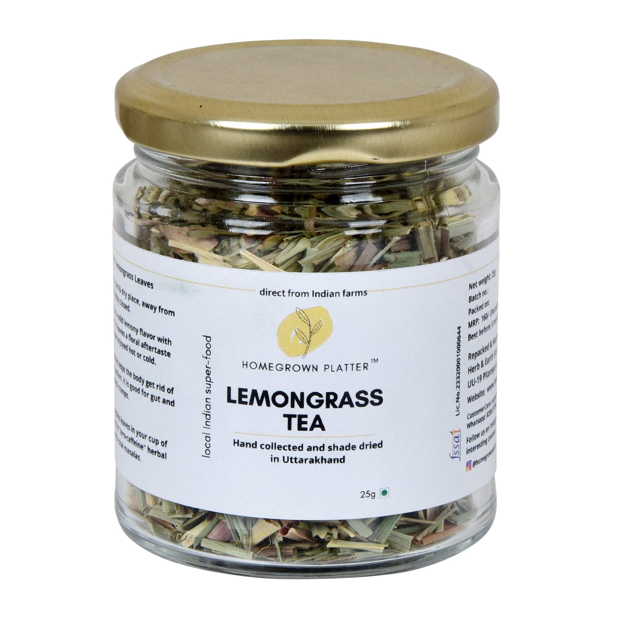 Homegrown Platter Dried Lemongrass Leaves for Herbal Tea and Thai Curries from Uttarakhand, 25g (B08W8P2YJ2) Amazon Price History, Amazon Price Tracker