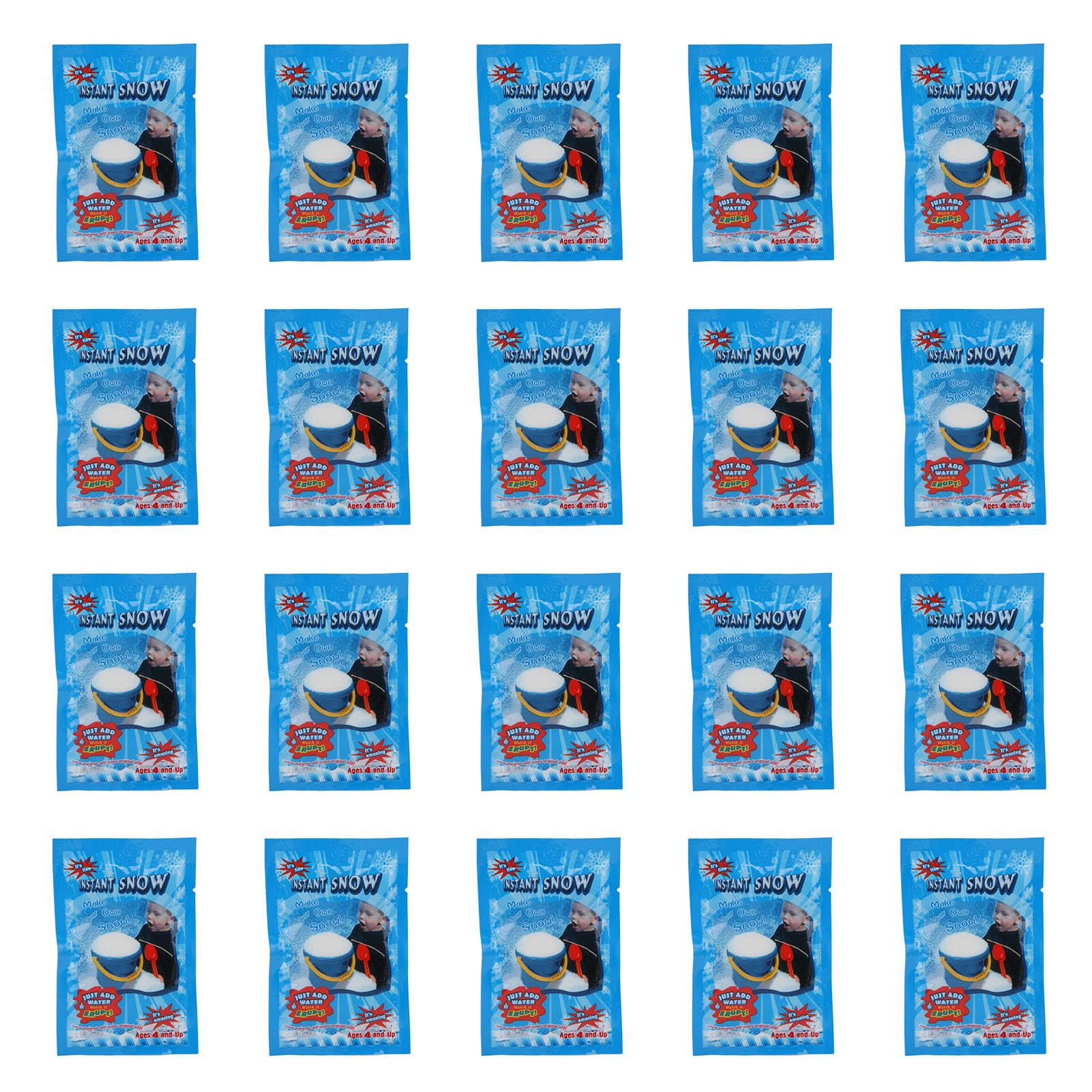 Pilipane Artificial Snow Powder 20PCS Safe Fluffy Fast Expanding Realistic Fake Snow for Winter Holiday Decorations Party Supplies