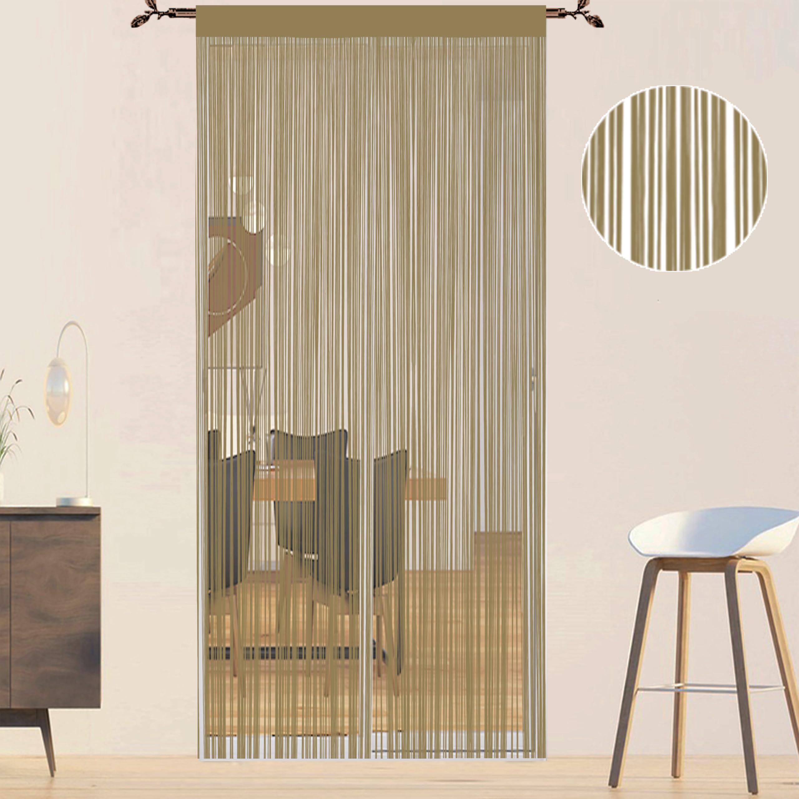 QiBoYuYe Fly Screen Curtains For Window String Flies Doors Decorations Room Dividers Doorways Panel Bedroom Living Closet Drapes (Ecru - Image 2