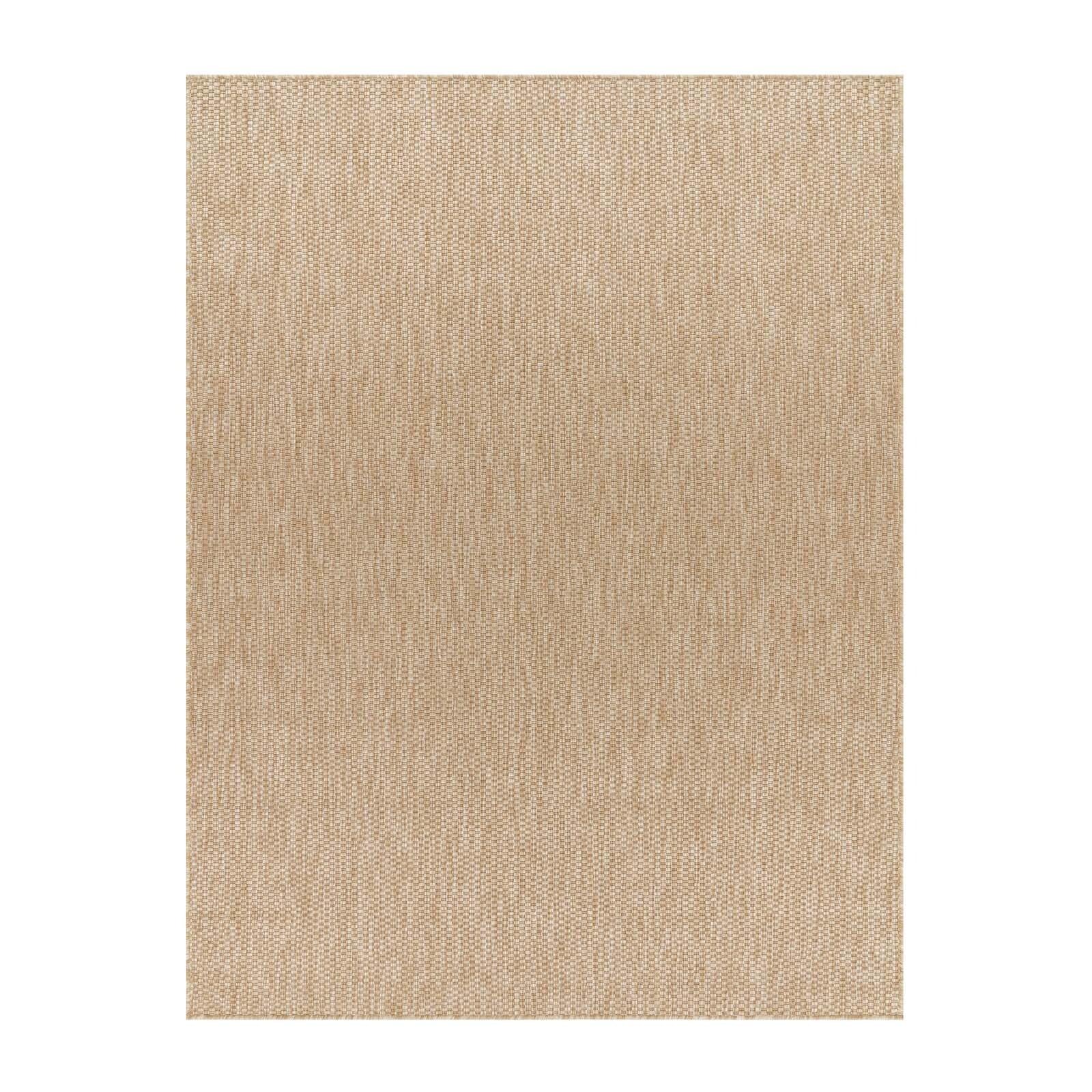 Taracarpet In & Outdoor Teppich Wetterfest Wohnzimmer Balkon Küchenteppich Terrassenteppich Flachgewebe Sisaloptik Meliert Einfarbig Natur beige 140x200 cm