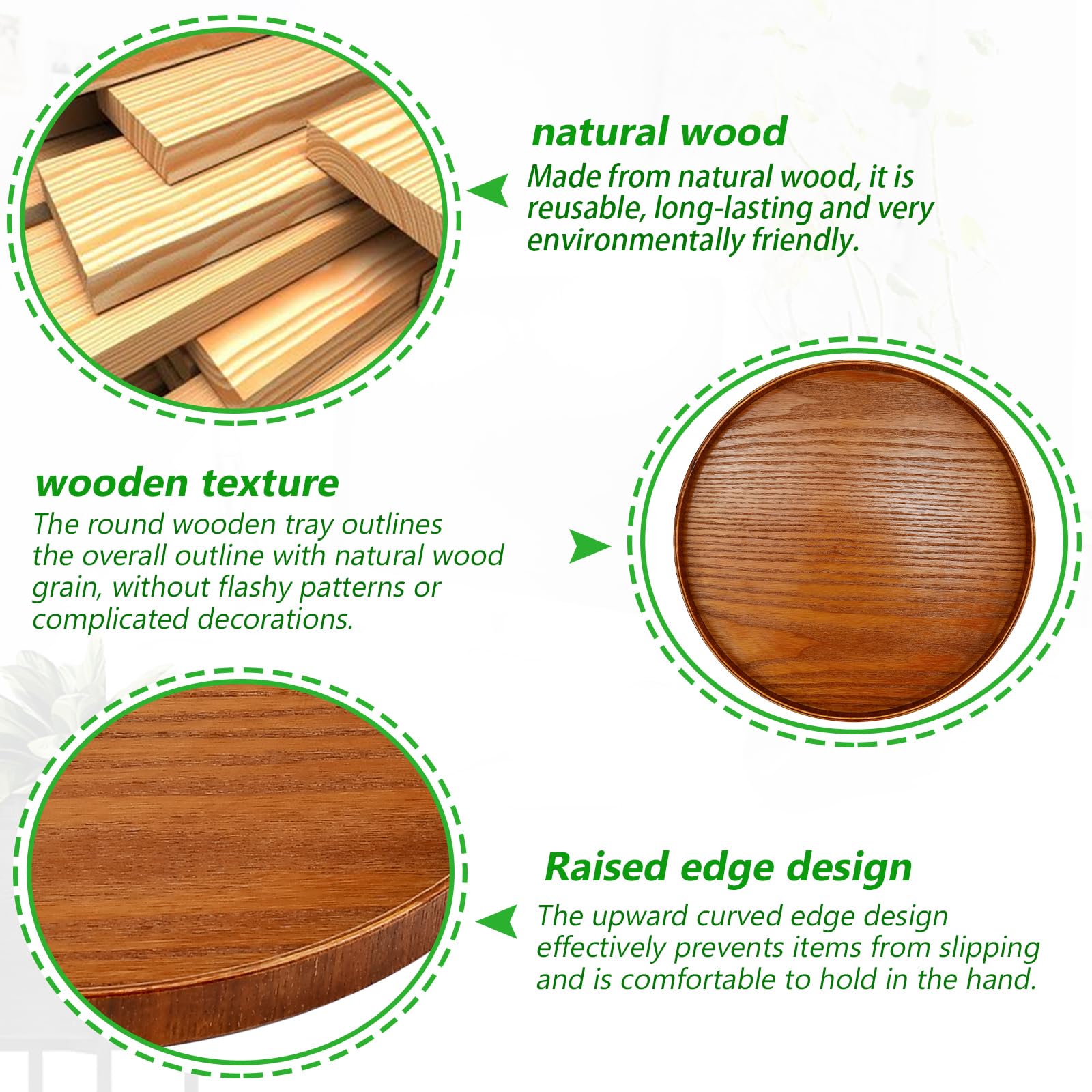 Vassoio Legno Bambù 30cm - Portata Antiscivolo Con Bordi Rialzati Per Casa E Bar - Foto 4