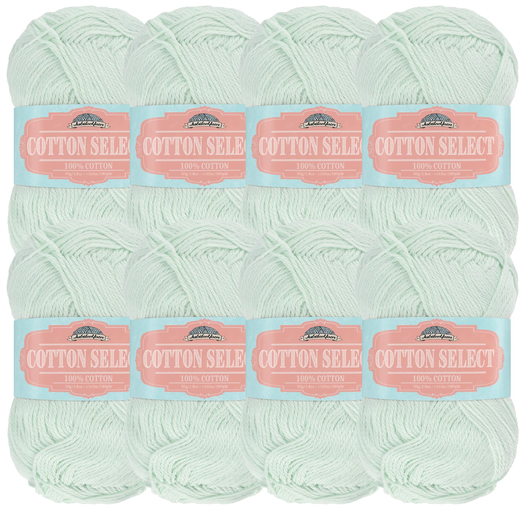 Cotton Select Sport Weight Yarn - 100% Fine Cotton - 8 Skeins - Col 502 - Blue Mint