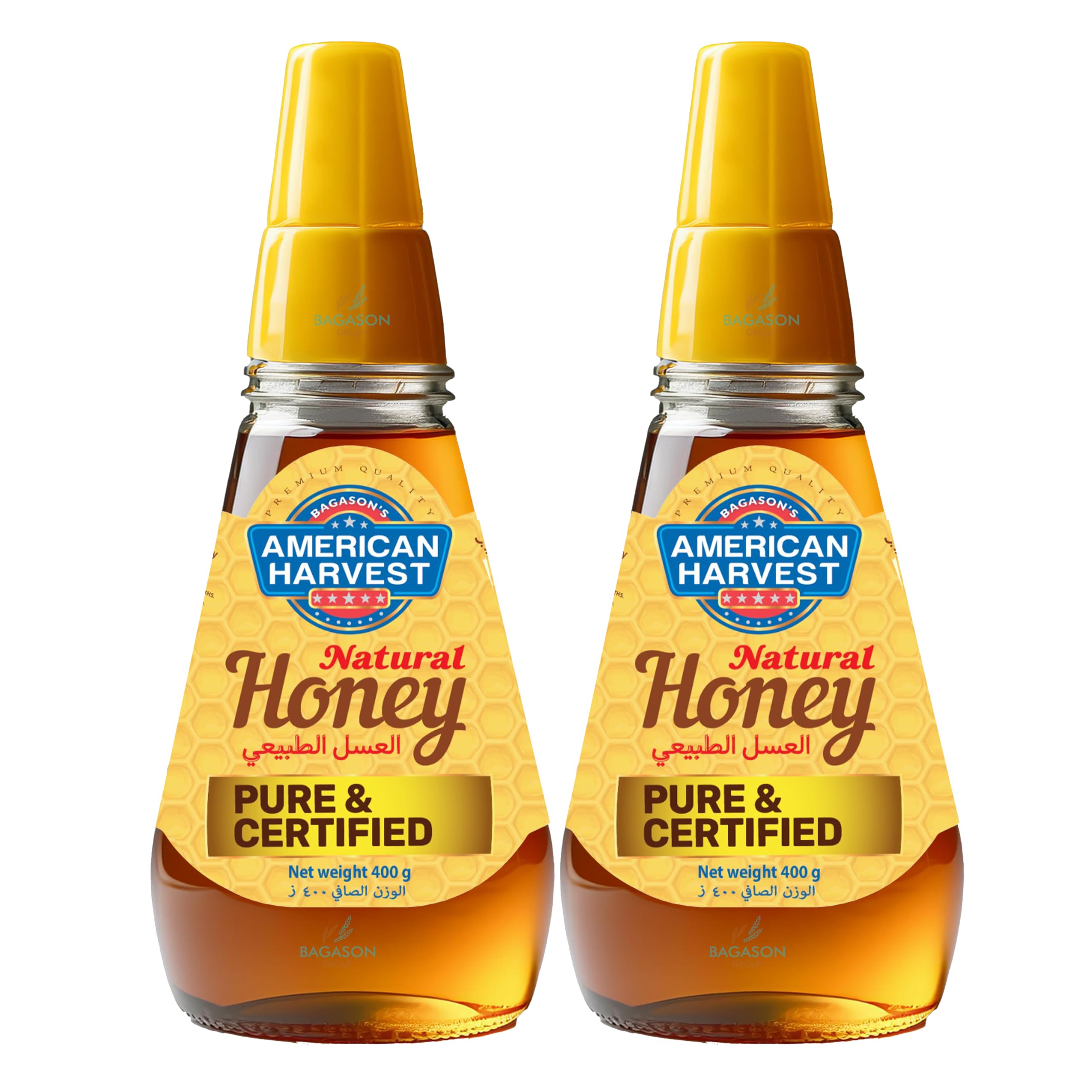 American HarvestNatural Honey Squeeze Bottle | Dairy, Nut, Gluten-Free | Pure & Certified | 400g Pack of 2