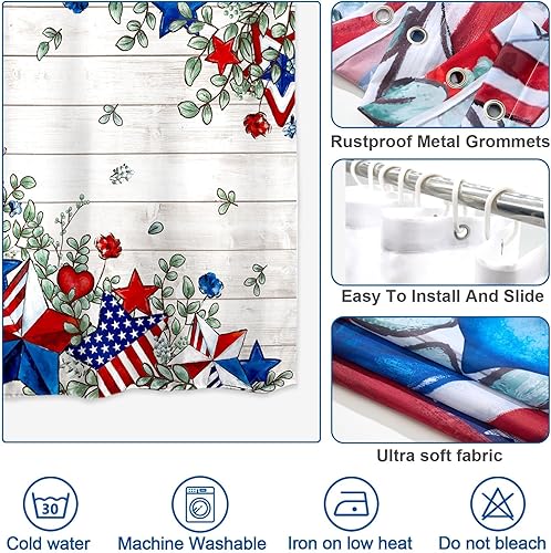 Miniatura 4 de Baccessor Home - Cortina de ducha patriótica del 4 de julio, Día de la Independencia de Estados Unidos, Día de los Caídos de Estados Unidos, cortina