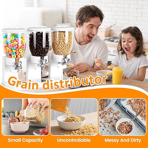 Miniatura 4 de Petyoung Dispensador triple de almacenamiento de alimentos, contenedor de cereales de capacidad de 6 litros, dispensador de alimentos secos de