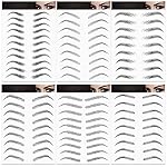 Blulu 6 Sheets 4d Hair-like Waterproof Eyebrow Tattoos Stickers Transfers Temporary Brow Tattoo Peel off Grooming Shaping Sticker in Arch Style, 66 Pairs Black(Vivid Styles)