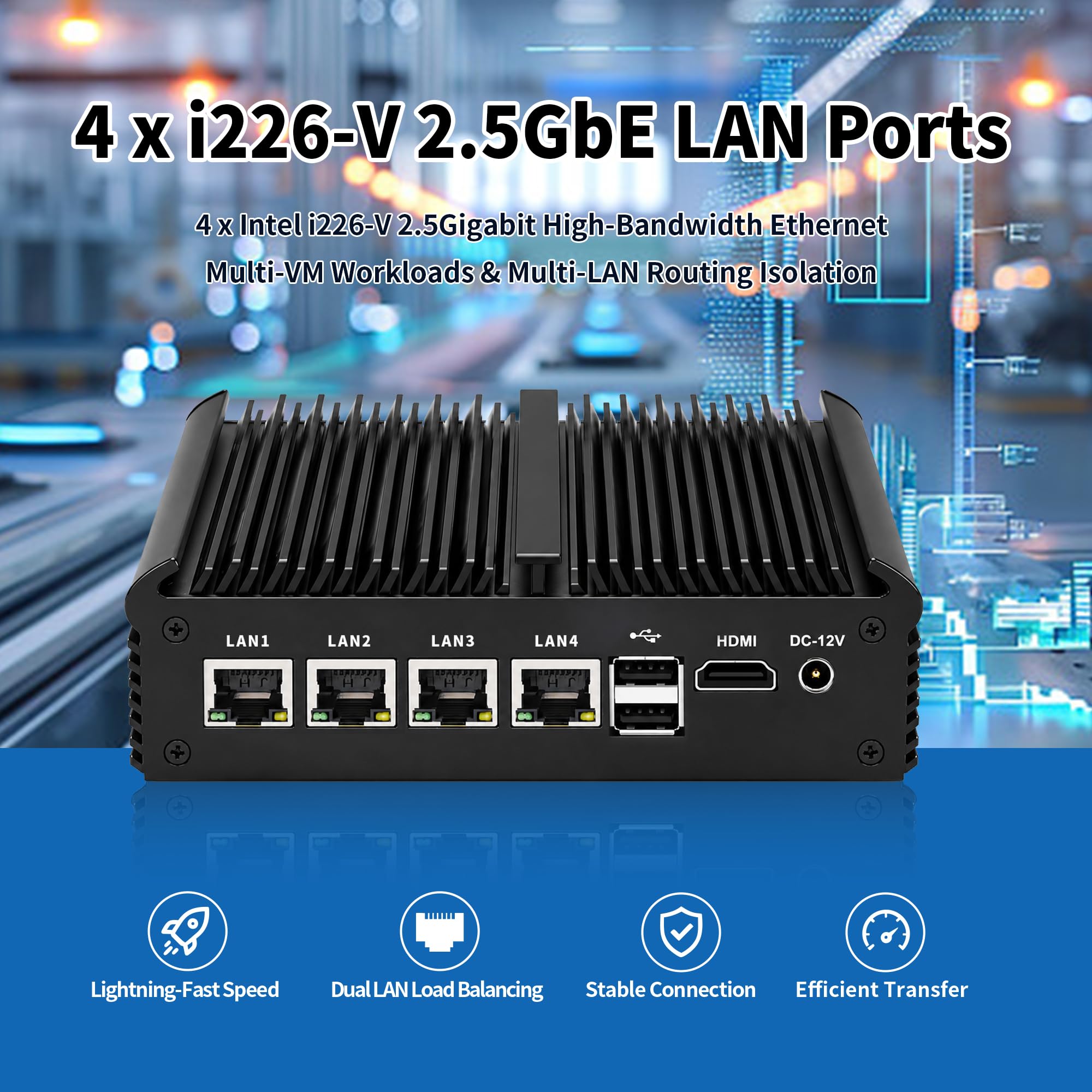 SJRC Fanless Firewall Mini PC J4125, 4X 2.5GbE i226-V Routeur Homelab, OPNsense Appareil Réseau, DDR4 8Go RAM 128Go mSATA SSD, AES-NI, 2X RS232/RS485 COM, mPCIe, SIM