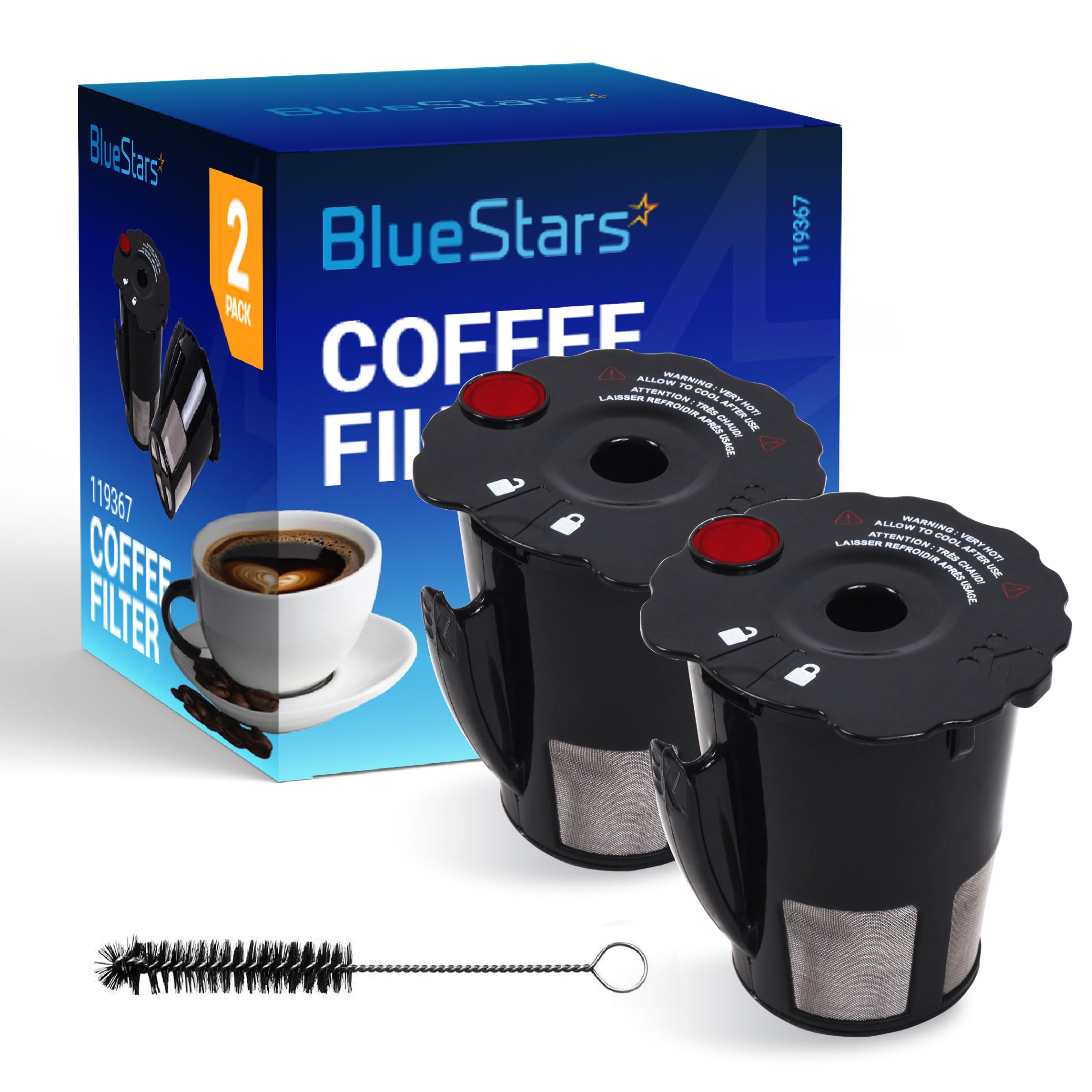 BlueStars (2024 Update) Universal Fit 2 PACKS 119367 Reusable Coffee Keurig Filter Replacement Part - Reusable K Cups for Keurig K-cup 2.0 Series Keurig Reusable Coffee Pods