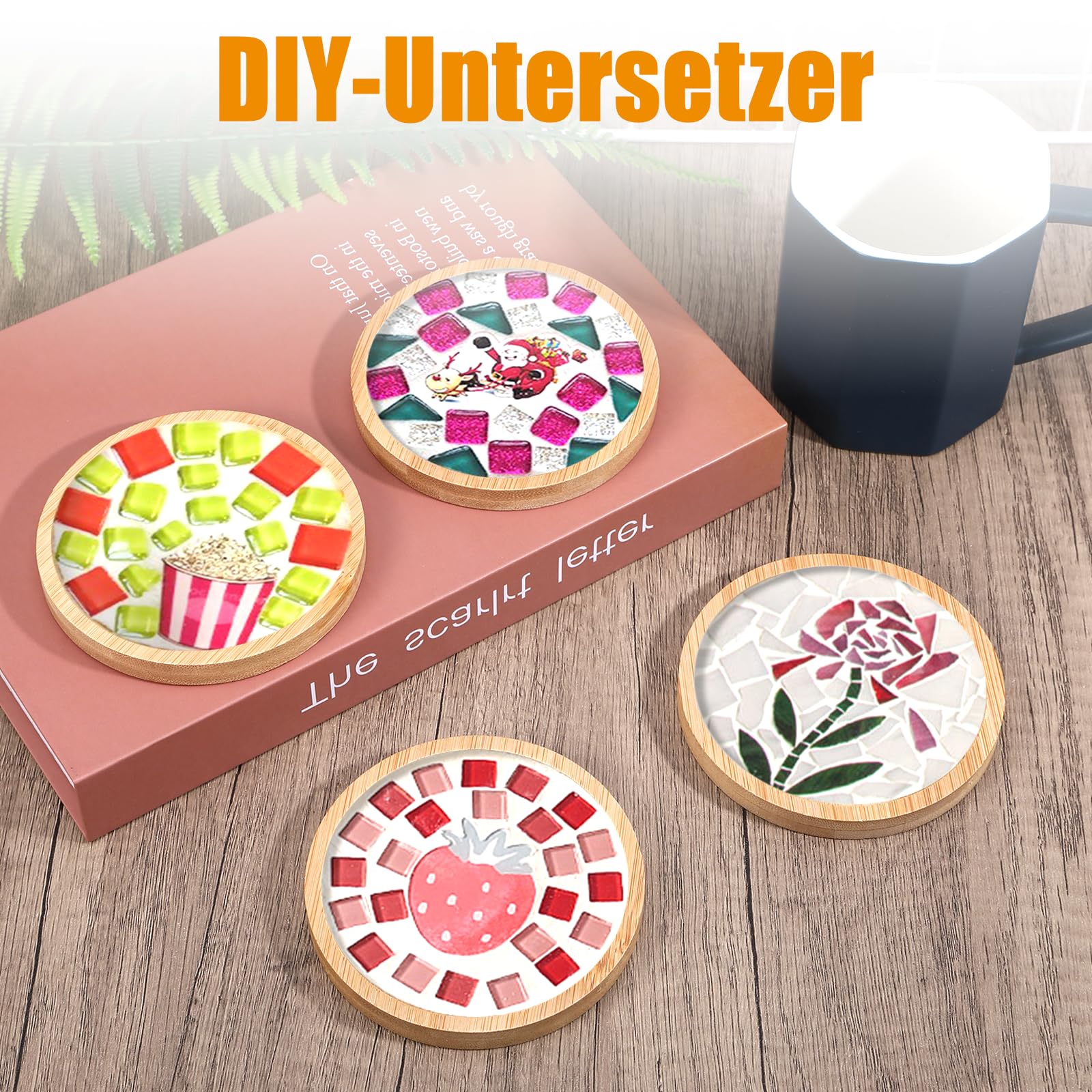 Lot de 4 carreaux de mosaïque en verre pour loisirs créatifs, kits de mosaïque de couleurs