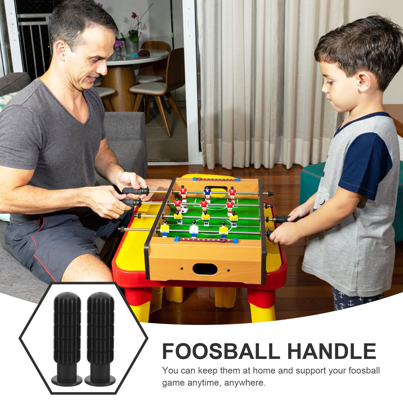 Manopole per Calcio Balilla 4 in Pvc Nero per Tavoli da 0,7m, Impugnature Resistenti All'usura Antiscivolo per Calcio da Tavolo