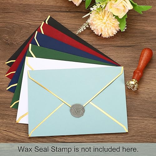 Miniatura 5 de PATIKIL Paquete de 100 sobres de 5 x 7 para tarjetas A7, sobres de Navidad con solapa en V con bordes dorados para tarjetas de regalo de oficina,