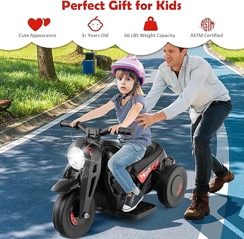 Miniatura 7 de HONEY JOY Motocicleta de paseo de 6 V con fabricante de burbujas, luz LED, música, pedal de pie, adelanteatrás, motocicleta eléctrica de 3 ruedas