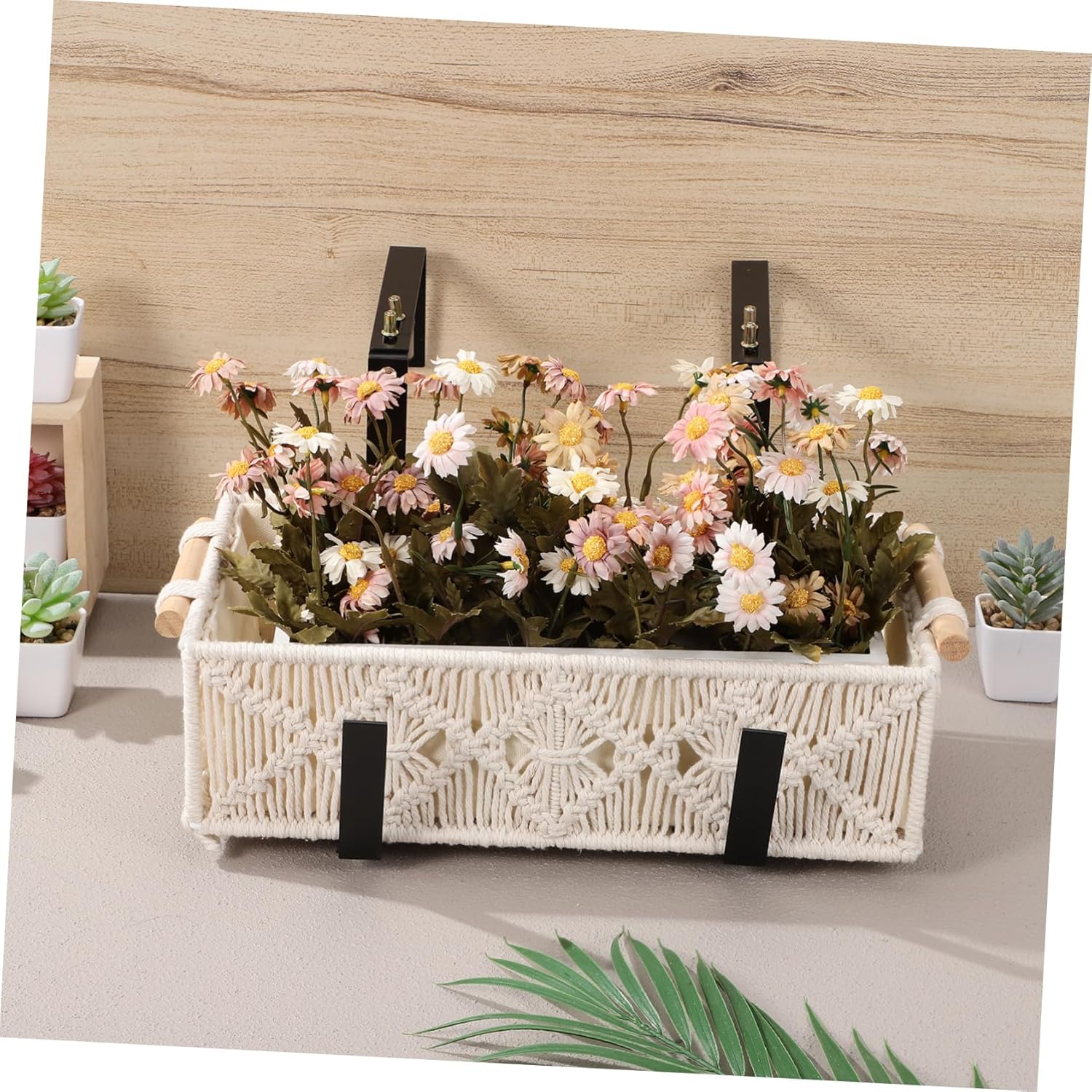 Toyvian 2pcs Flower Box Brackets for Railing Easy Install Plant Hooks for Use Versatile Support for Garden Balcony and Deck