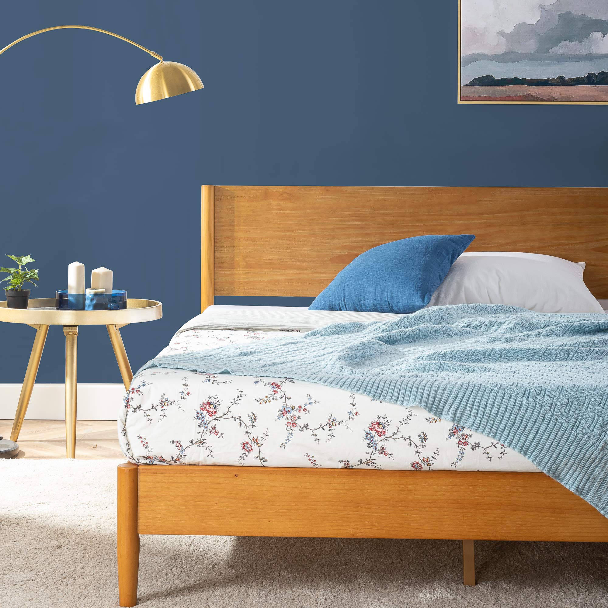 Zinus Allen Mid Century Wood Platform Bed Frame, Queen