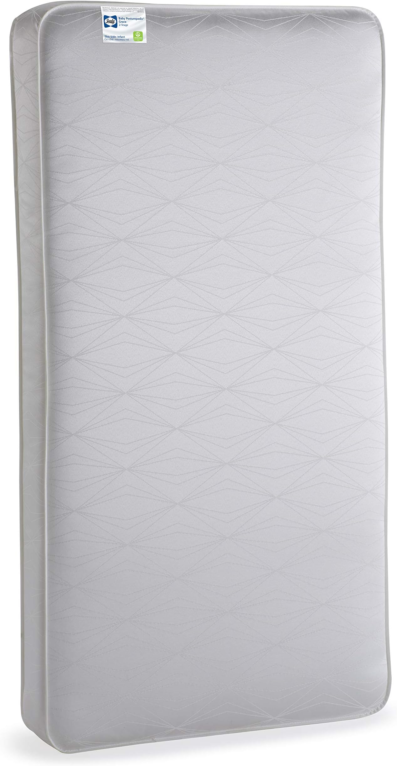 SEALY BABYPosturepedic Grace Hybrid - Firm 2 Stage Breathable Crib Mattress with Waterproof Barrier - GREENGUARD Gold Certified, Soy-enhanced Foam for Infants and Toddlers, Made in the USA (52x28")