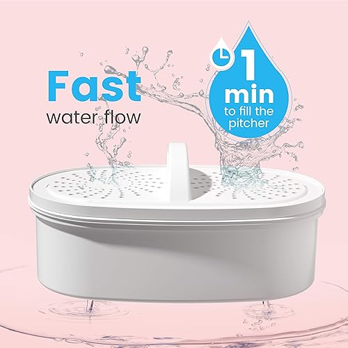 Miniatura 14 de Waterdrop Jarra de filtro de agua con 1 filtro, 5 veces su vida útil, dura 200 galones, para refrigerador, encimera y regalo, reduce PFOA/PFOS