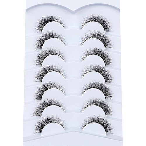 Miniatura 316 de Pooplunch Pestañas postizas de pelo de visón sintético, estilo de ojo de gato, paquete de pestañas postizas naturales esponjosas, paquete múltiple
