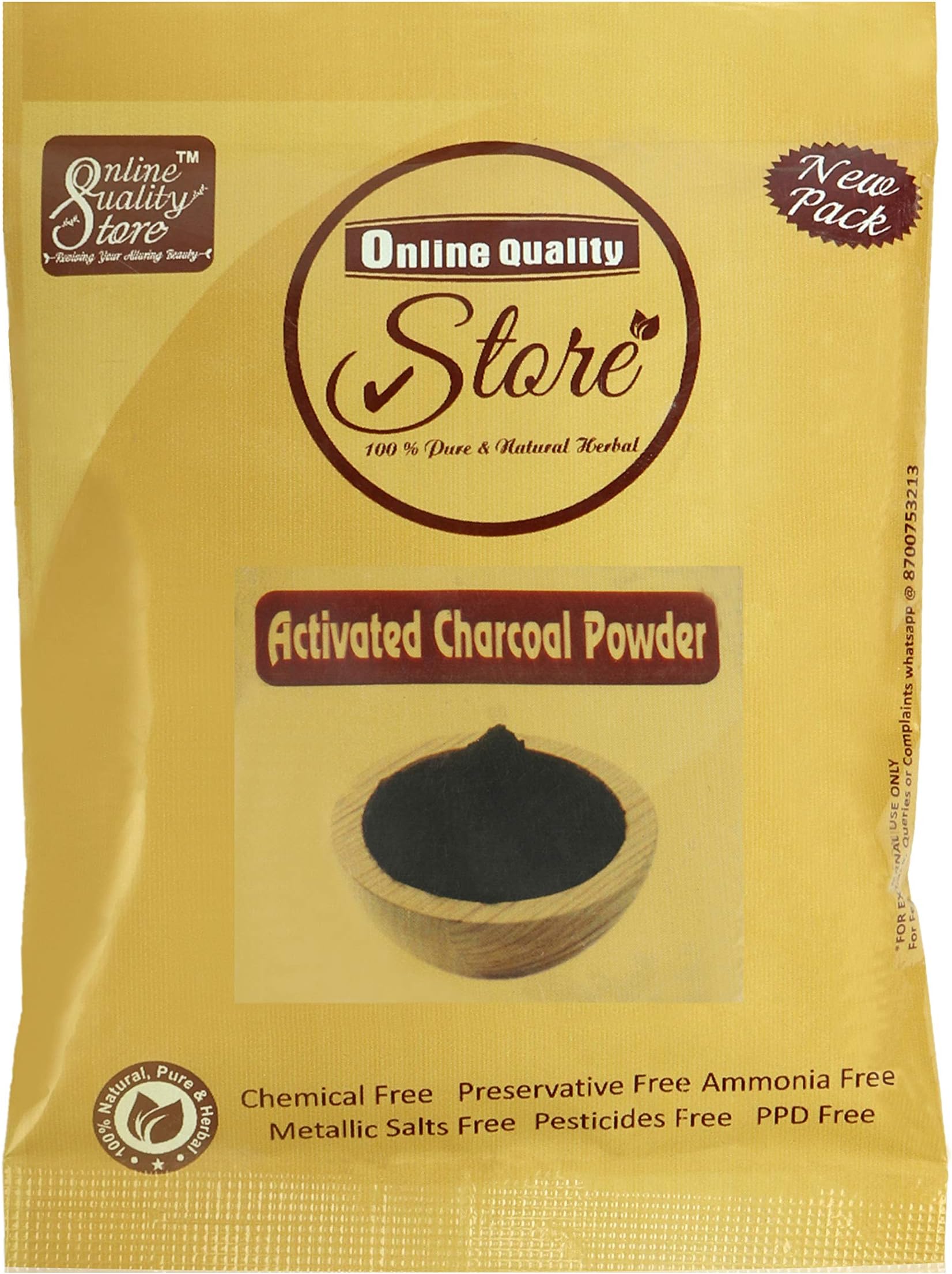 Online Quality Store Activated Charcoal Powder for Face and Body, (50g, Pack of 1,Pure & Natural, Face & body)