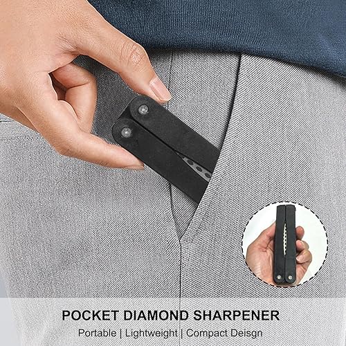 Miniatura 6 de Paquete de 1 piedra plegable para afilar cuchillos, piedra de afilar diamantes, piedra profesional para afilar cuchillos de cocina, afilador de