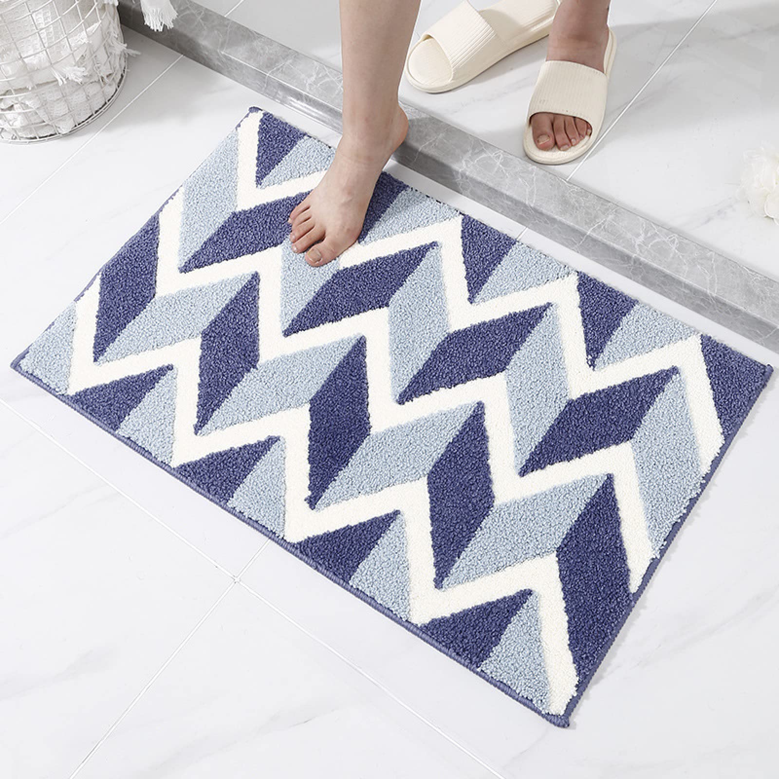 WOMGKDA Royal Blue Non Slip Bath Mat 40x60cm Soft Flannel Absorbent Washable Rug for Bathroom Floor with Secure Grip Rubber Backing, 50×80cm, 50×80cm