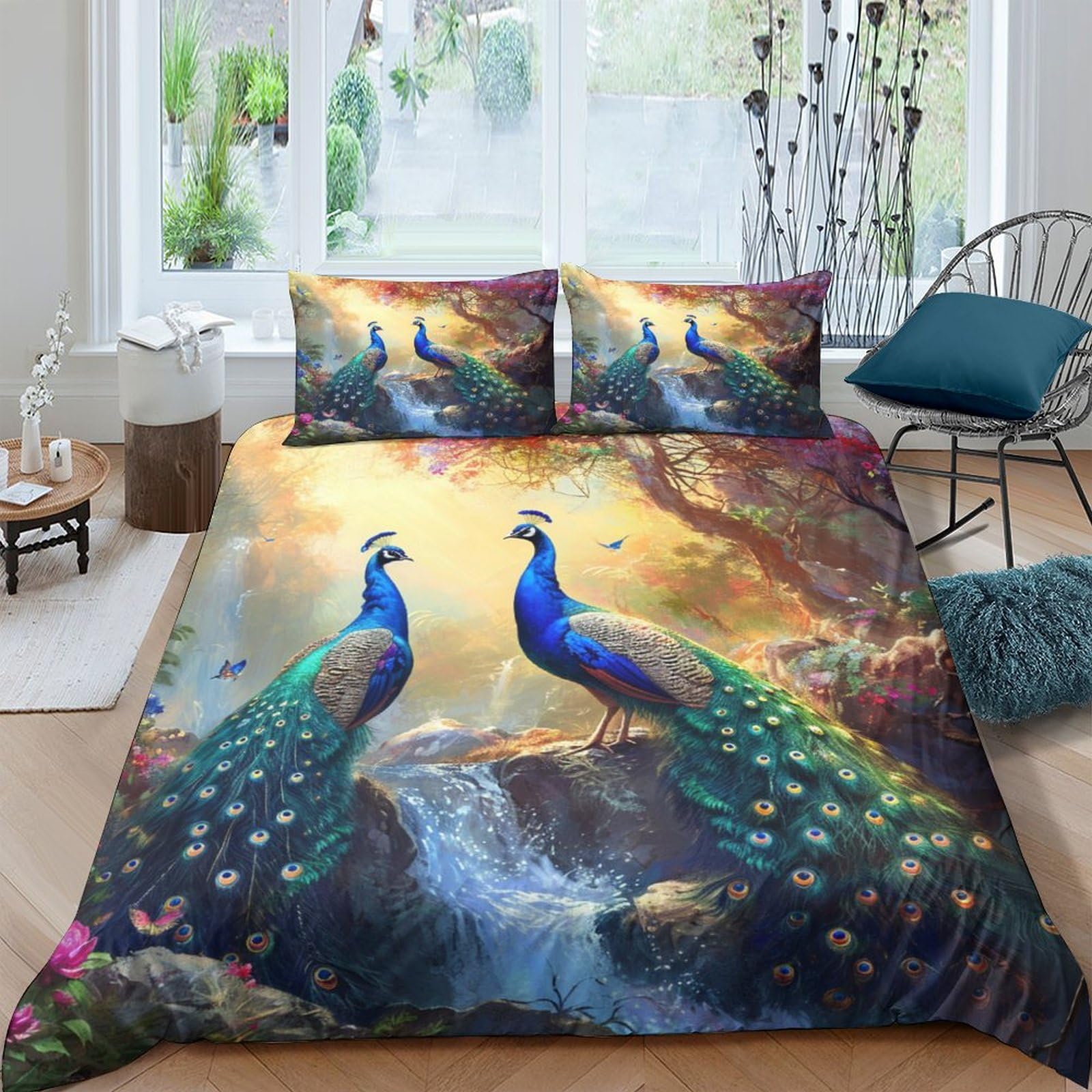 Housses de couettes motif paon 3D pour sublimer votre chambre