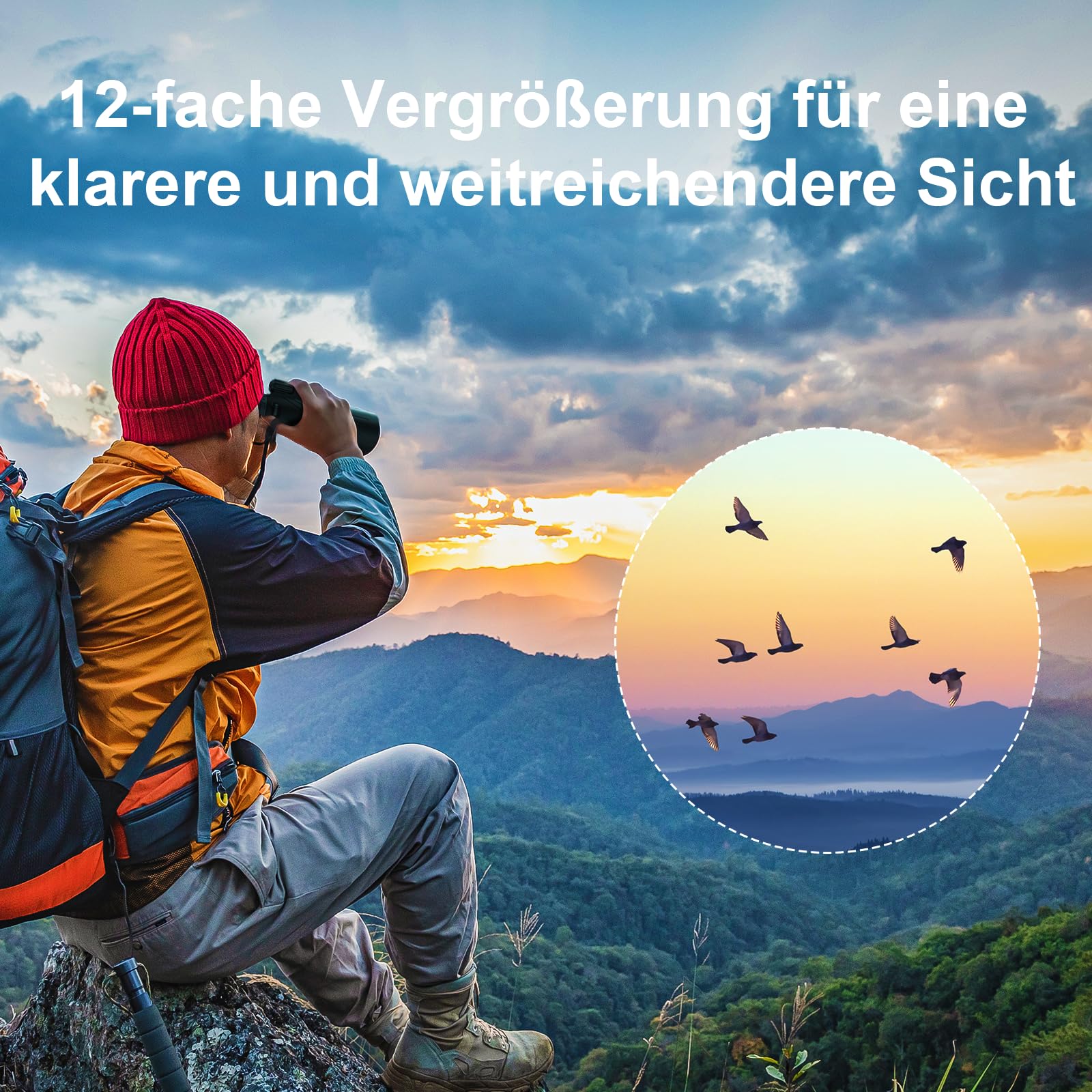 Usogood 12x52 Monokular Teleskop Erwachsene,HD Monokular Fernrohr mit BAK4 Prisma und FMC Beschichtung, für Vogelbeobachtung, Wandern