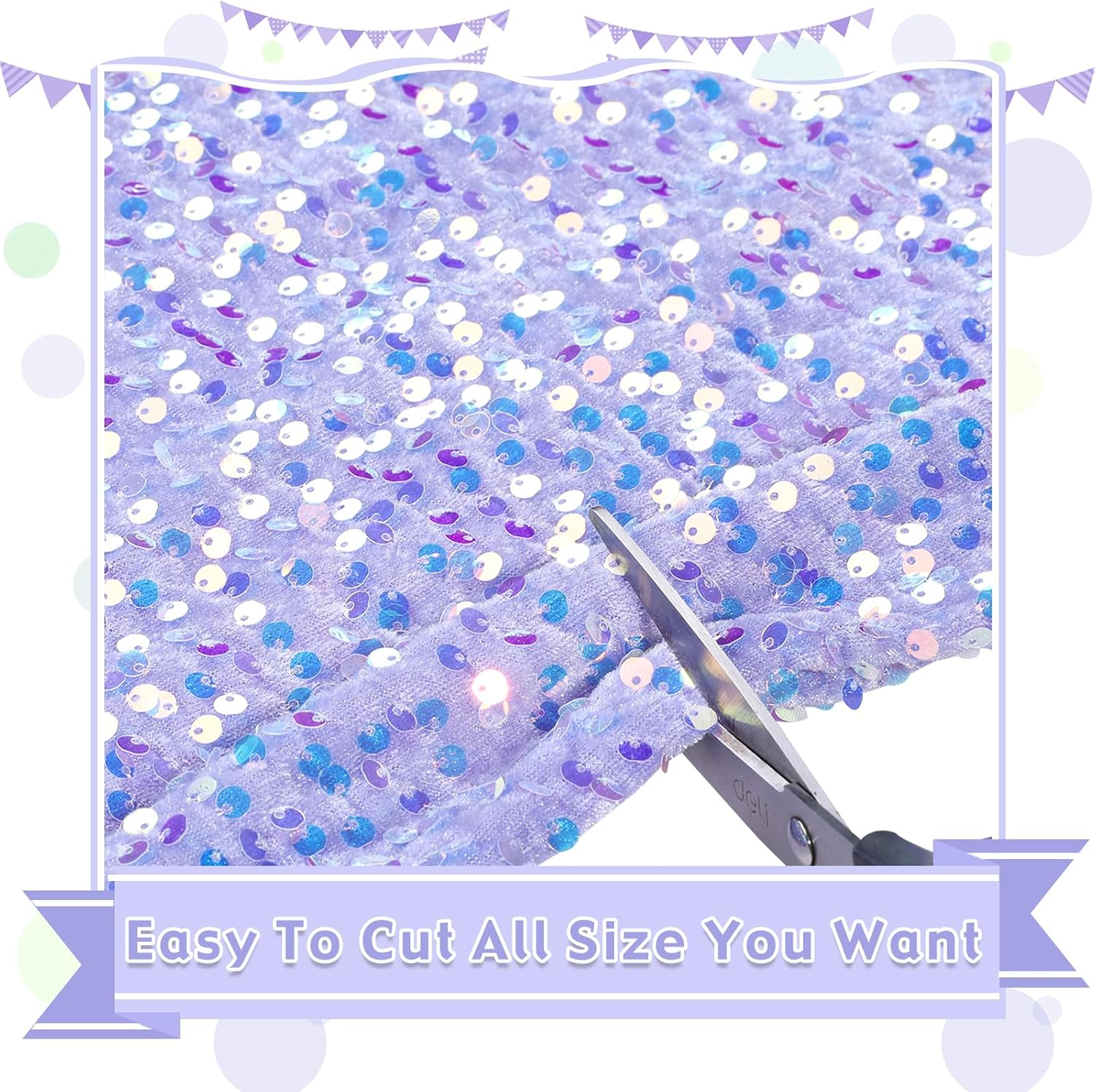 Lavender Sequin Velvet Fabric 2 Yards by The Yard Sparkle Sequin Upholstery Decorative Stretch Velvet Sequin Cloth for Outdoor Mermaid Quilting Fabric Bridal Clothes Gowns