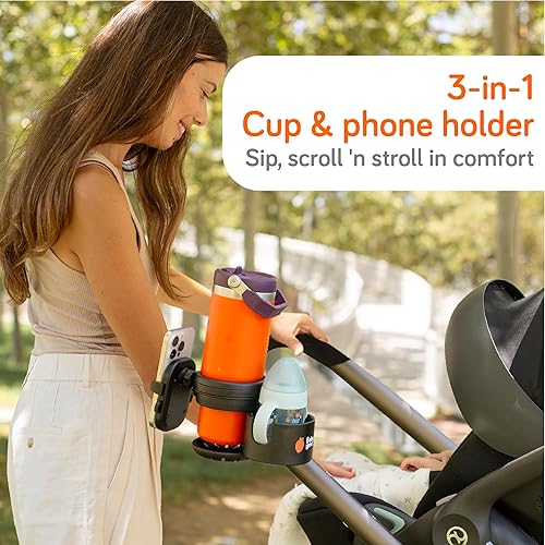 Miniatura 2 de Baby Uma Soporte para teléfono 3 en 1 - Soporte universal para portavasos para cochecito con soporte de teléfono de 360, portavasos Stanley para