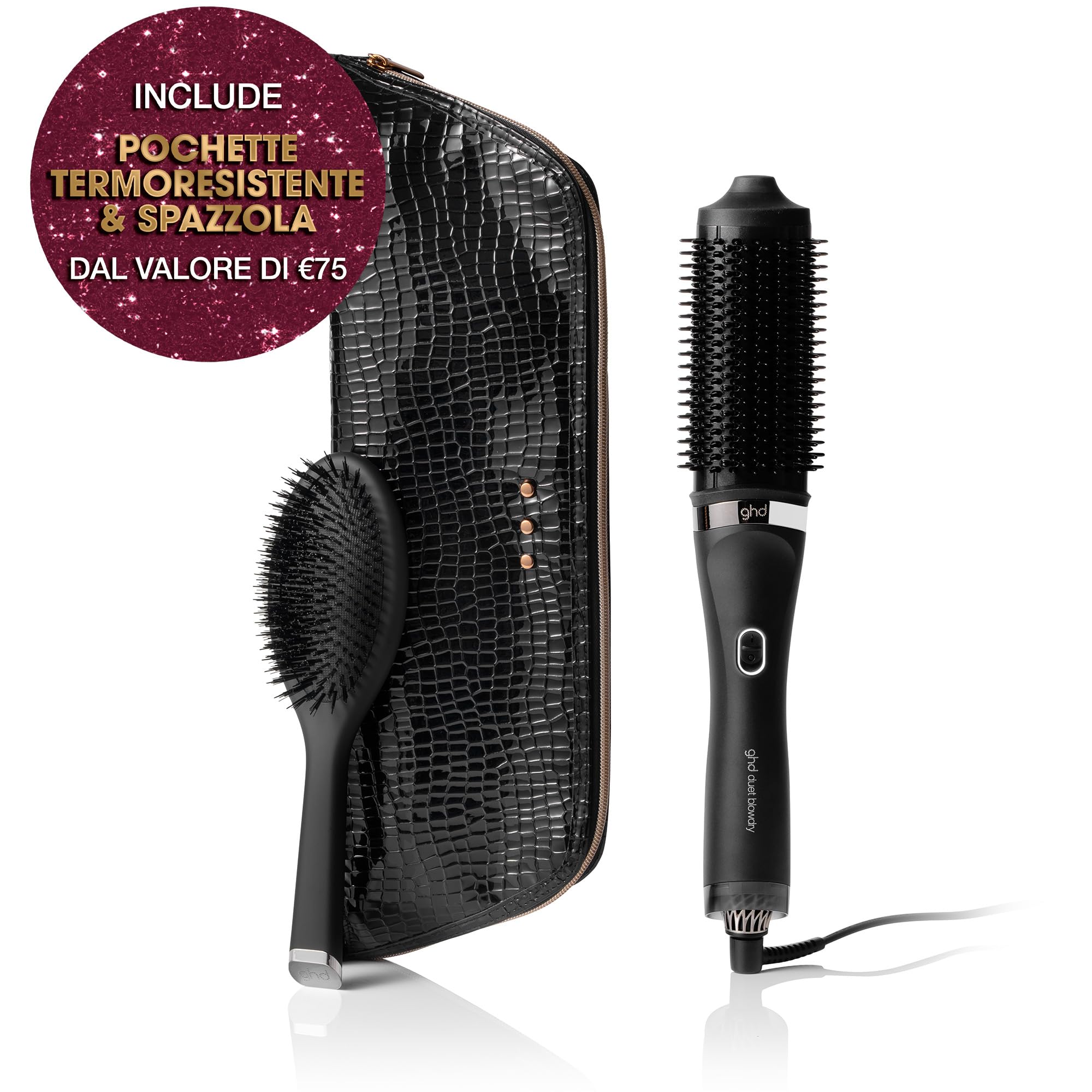 ghd Set Regalo Duet Blowdry, Include Spazzola Asciugacapelli Lisciante 2-in-1, Spazzola Districante e Custodia Termoresistente, Da Bagnati a Piega Voluminosa Senza Danni da Calore, 50% più Lucenti